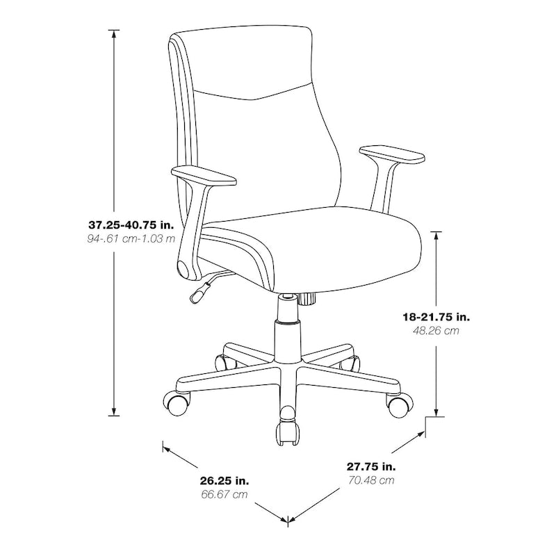 Chaise de bureau mi-hauteur en similicuir noir / chocolat / anthracite, unitaire