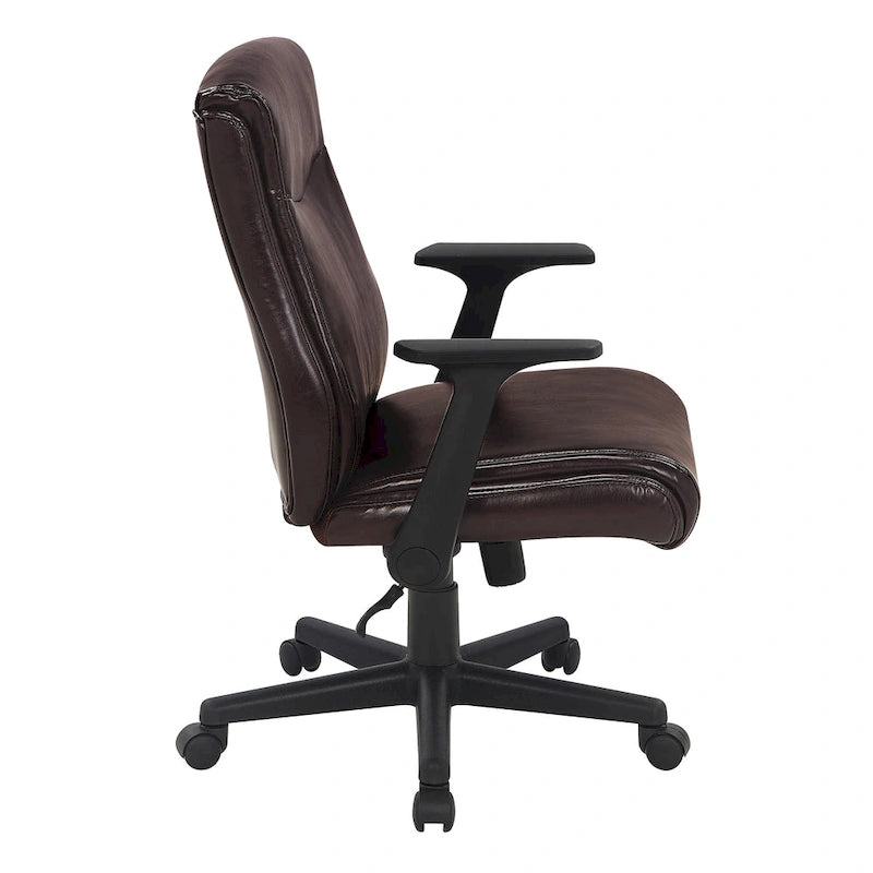 Chaise de bureau mi-hauteur en similicuir noir / chocolat / anthracite, unitaire