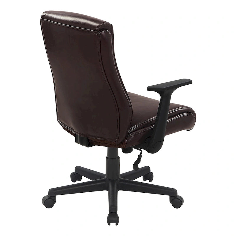 Chaise de bureau mi-hauteur en similicuir noir / chocolat / anthracite, unitaire