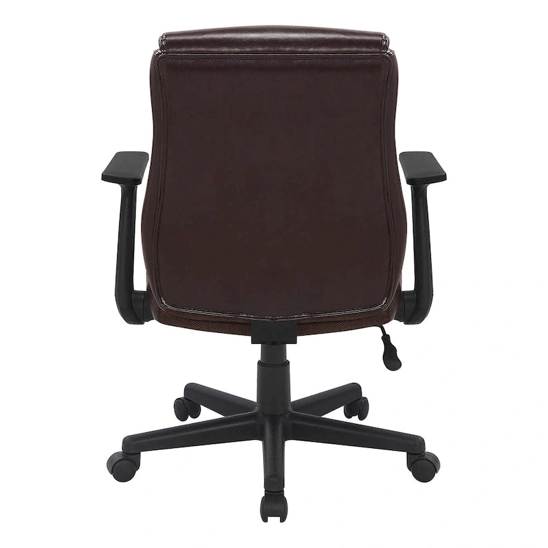Chaise de bureau mi-hauteur en similicuir noir / chocolat / anthracite, unitaire
