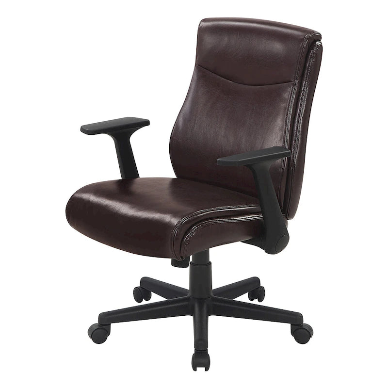 Chaise de bureau mi-hauteur en similicuir noir / chocolat / anthracite, unitaire