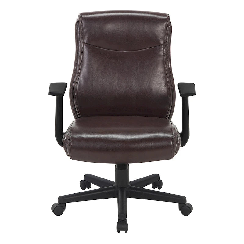 Chaise de bureau mi-hauteur en similicuir noir / chocolat / anthracite, unitaire