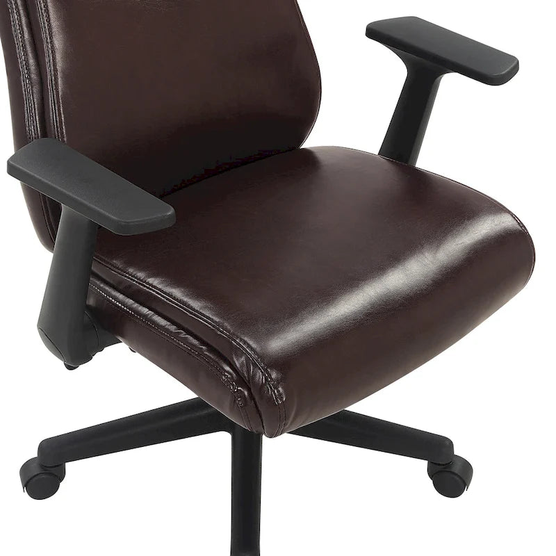 Chaise de bureau mi-hauteur en similicuir noir / chocolat / anthracite, unitaire