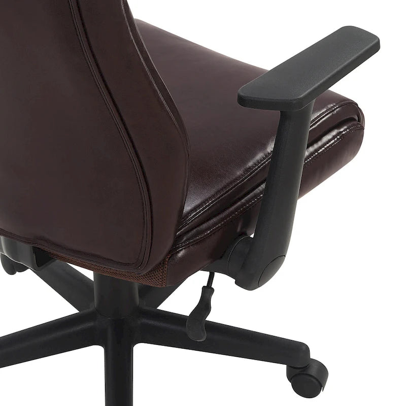 Chaise de bureau mi-hauteur en similicuir noir / chocolat / anthracite, unitaire