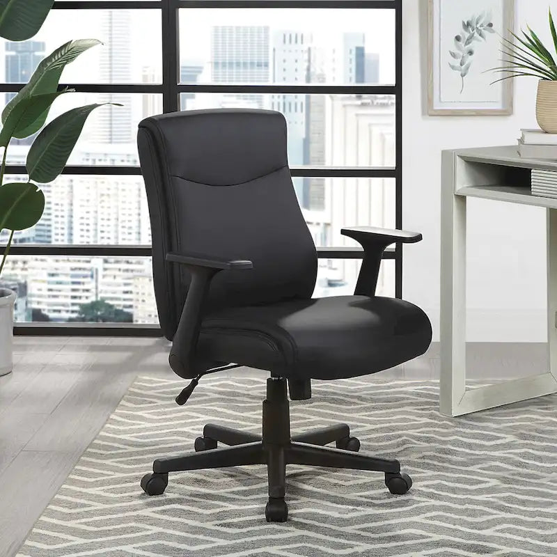 Chaise de bureau mi-hauteur en similicuir noir / chocolat / anthracite, unitaire