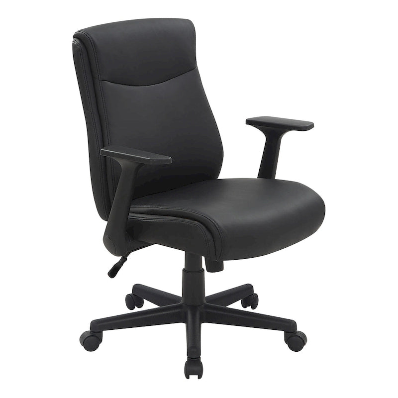 Chaise de bureau mi-hauteur en similicuir noir / chocolat / anthracite, unitaire