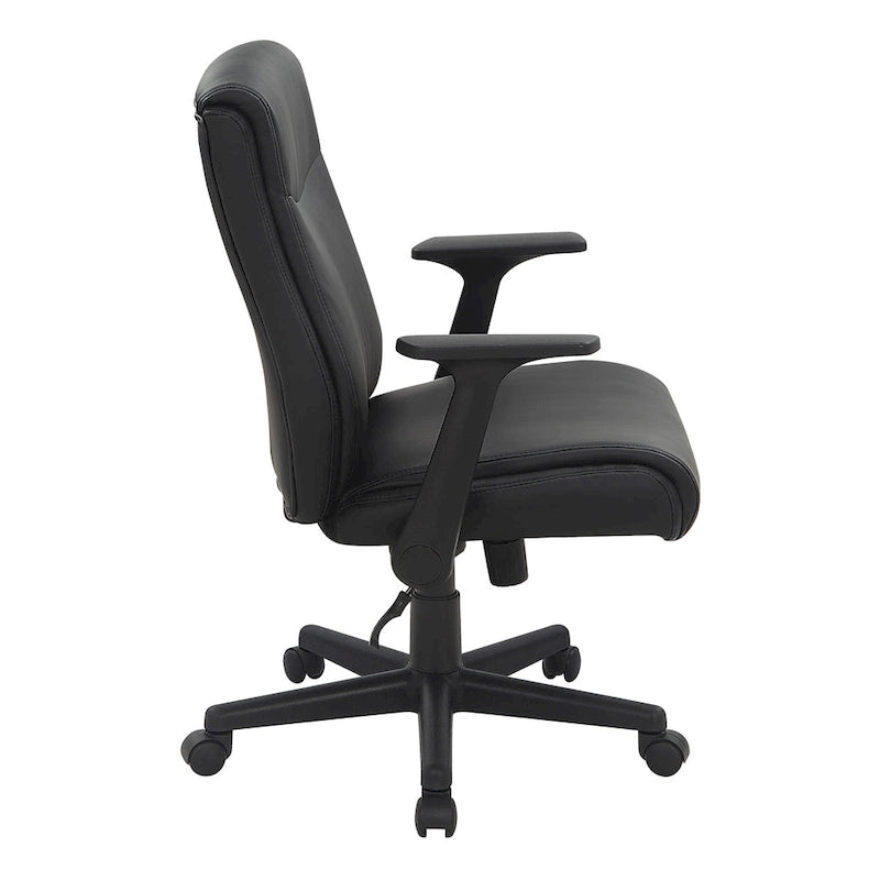 Chaise de bureau mi-hauteur en similicuir noir / chocolat / anthracite, unitaire