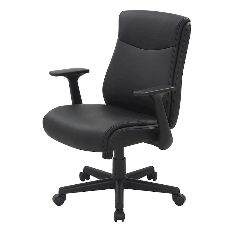 Chaise de bureau mi-hauteur en similicuir noir / chocolat / anthracite, unitaire