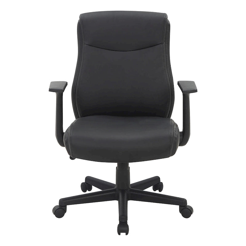Chaise de bureau mi-hauteur en similicuir noir / chocolat / anthracite, unitaire