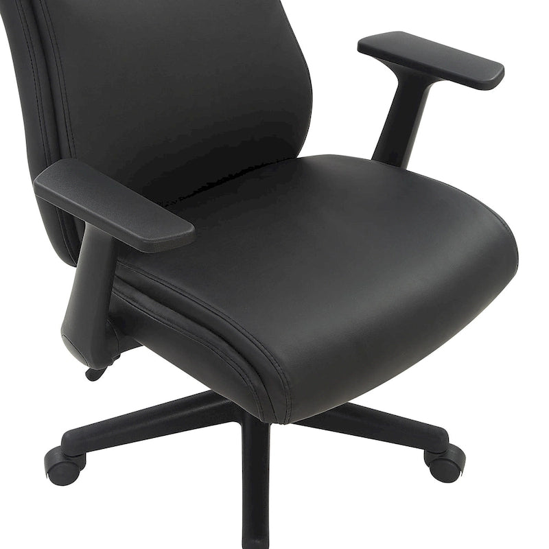 Chaise de bureau mi-hauteur en similicuir noir / chocolat / anthracite, unitaire