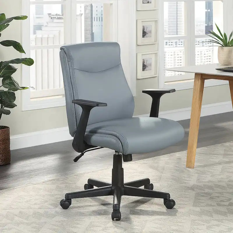 Chaise de bureau mi-hauteur en similicuir noir / chocolat / anthracite, unitaire