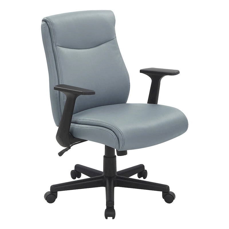 Chaise de bureau mi-hauteur en similicuir noir / chocolat / anthracite, unitaire