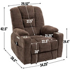 Fauteuil inclinable releveur motorisé en chenille marron avec massage et chauffage, 1 place
