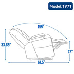 Fauteuil inclinable releveur motorisé en chenille marron avec massage et chauffage, 1 place