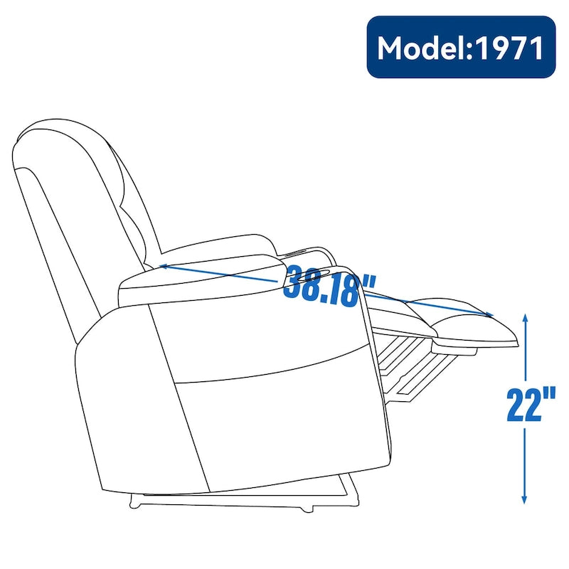 Fauteuil inclinable releveur motorisé en chenille marron avec massage et chauffage, 1 place