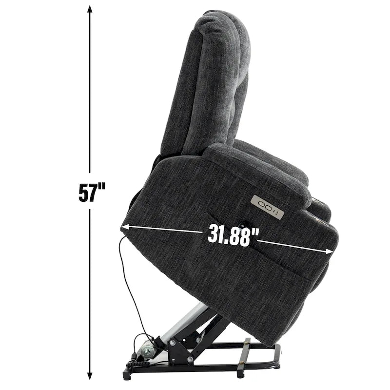 Fauteuil inclinable releveur motorisé en chenille marron avec massage et chauffage, 1 place