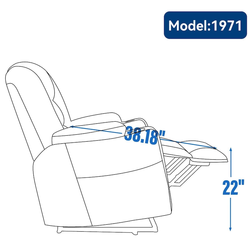 Fauteuil inclinable releveur motorisé en chenille marron avec massage et chauffage, 1 place