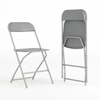 Chaise pliante en plastique, lot de 2 – Bleu/Gris/Rouge/Blanc/Noir/Beige/Marron, capacité de 295 kg