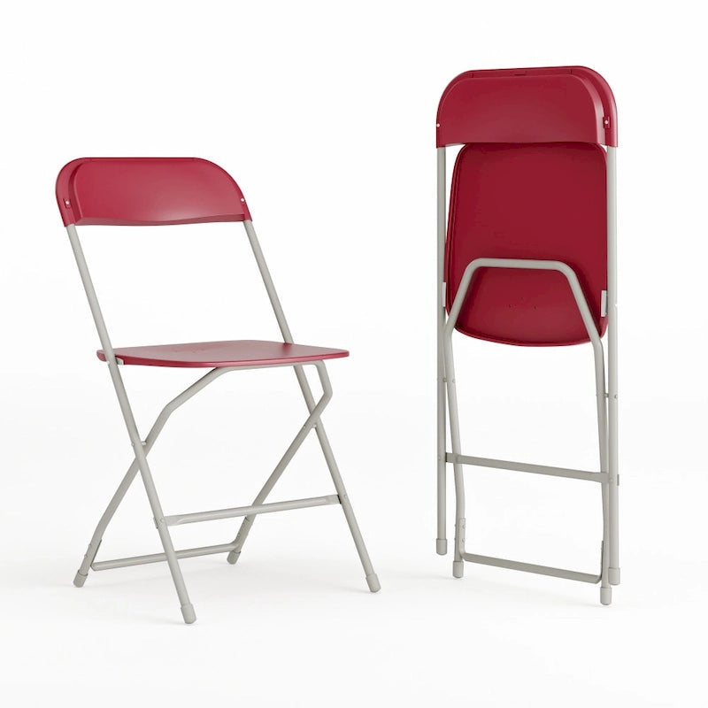 Chaise pliante en plastique, lot de 2 – Bleu/Gris/Rouge/Blanc/Noir/Beige/Marron, capacité de 295 kg