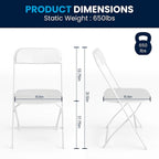 Chaise pliante en plastique, lot de 2 – Bleu/Gris/Rouge/Blanc/Noir/Beige/Marron, capacité de 295 kg