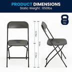 Chaise pliante en plastique, lot de 2 – Bleu/Gris/Rouge/Blanc/Noir/Beige/Marron, capacité de 295 kg