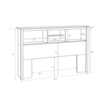 Tête de lit bibliothèque expresso, style étagère, compatible lit double/Queen