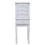 Bijou Armoire Miroir sur Pied Blanc, 5 Tiroirs & 14 Crochets, Simple