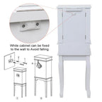 Bijou Armoire Miroir sur Pied Blanc, 5 Tiroirs & 14 Crochets, Simple