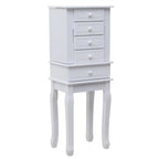 Bijou Armoire Miroir sur Pied Blanc, 5 Tiroirs & 14 Crochets, Simple