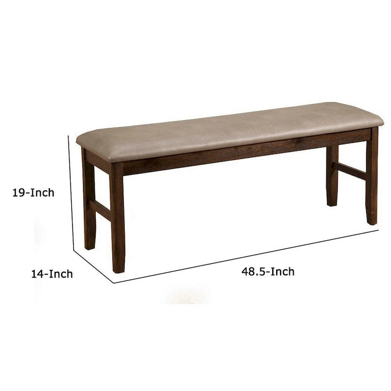 Banc de salle à manger 2 places gris et marron avec rembourrage matelassé
