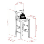 Ensemble de table haute carrée en noyer avec 4 tabourets de bar à dossier en V, 3 pièces