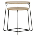 Tables d'appoint gigognes Mid-Century, brun clair / blanc laqué, lot de 2