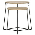 Tables d'appoint gigognes Mid-Century, brun clair / blanc laqué, lot de 2