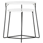Tables d'appoint gigognes Mid-Century, brun clair / blanc laqué, lot de 2