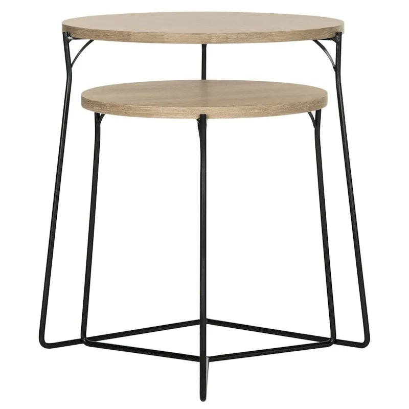Tables d'appoint gigognes Mid-Century, brun clair / blanc laqué, lot de 2