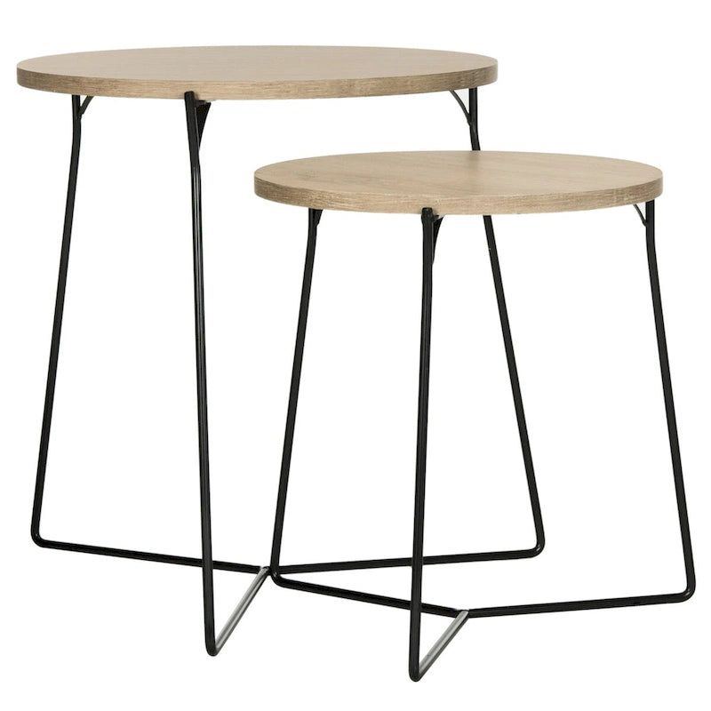 Tables d'appoint gigognes Mid-Century, brun clair / blanc laqué, lot de 2