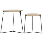 Tables d'appoint gigognes Mid-Century, brun clair / blanc laqué, lot de 2