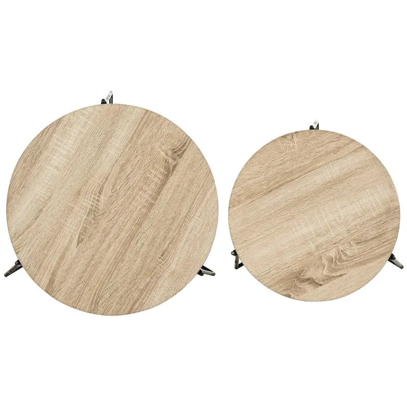 Tables d'appoint gigognes Mid-Century, brun clair / blanc laqué, lot de 2