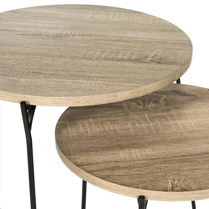 Tables d'appoint gigognes Mid-Century, brun clair / blanc laqué, lot de 2