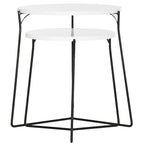 Tables d'appoint gigognes Mid-Century, brun clair / blanc laqué, lot de 2