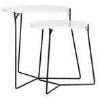 Tables d'appoint gigognes Mid-Century, brun clair / blanc laqué, lot de 2
