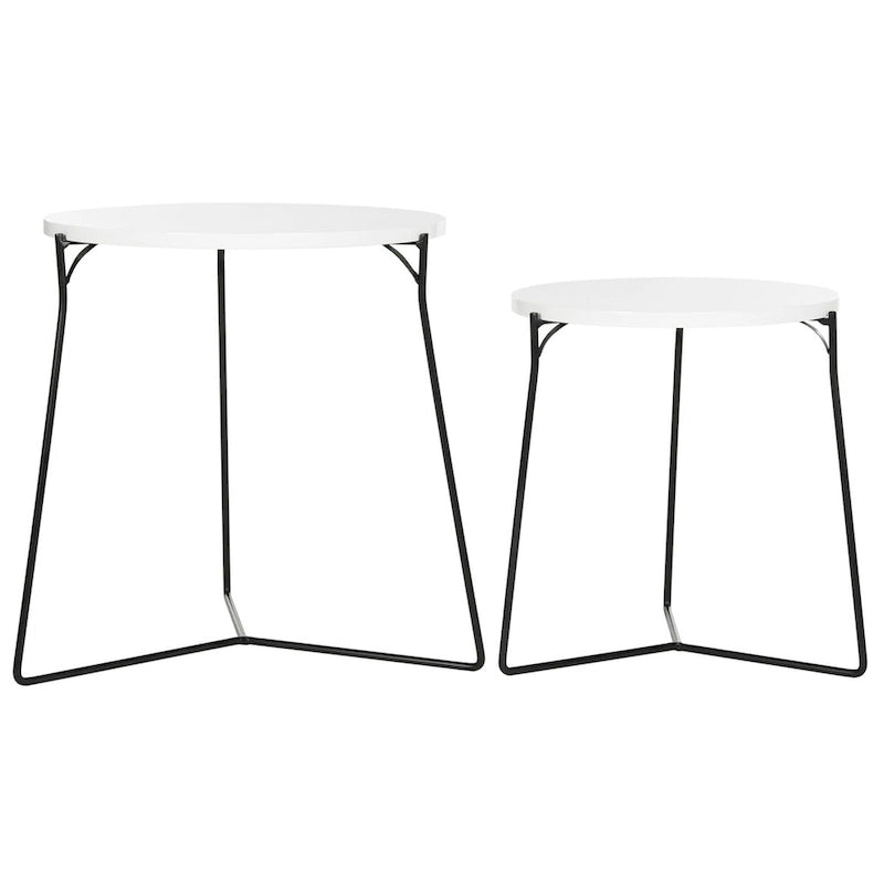 Tables d'appoint gigognes Mid-Century, brun clair / blanc laqué, lot de 2