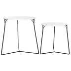 Tables d'appoint gigognes Mid-Century, brun clair / blanc laqué, lot de 2