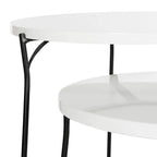 Tables d'appoint gigognes Mid-Century, brun clair / blanc laqué, lot de 2