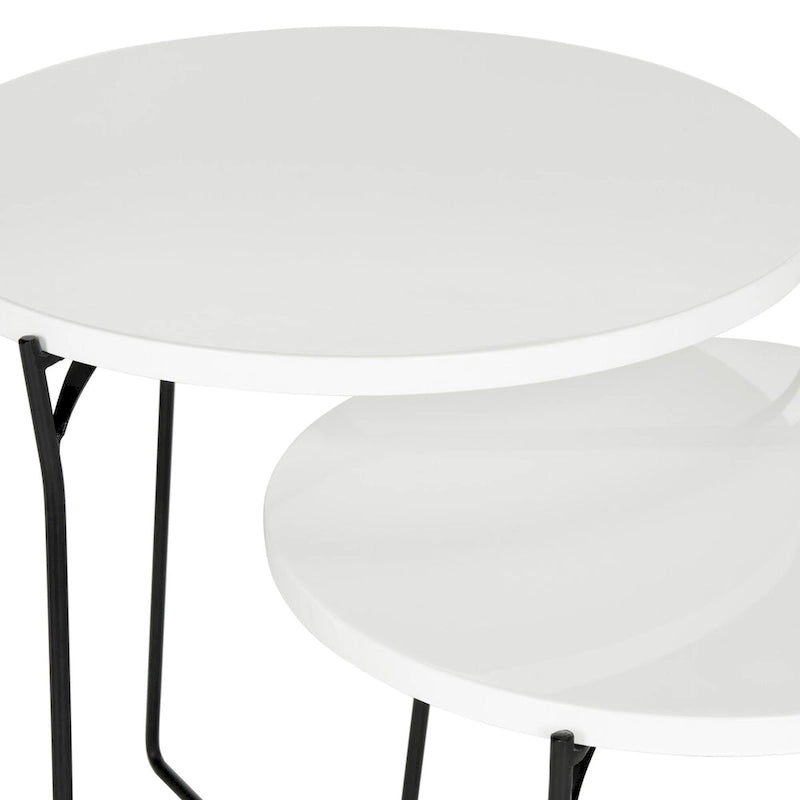 Tables d'appoint gigognes Mid-Century, brun clair / blanc laqué, lot de 2