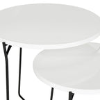 Tables d'appoint gigognes Mid-Century, brun clair / blanc laqué, lot de 2