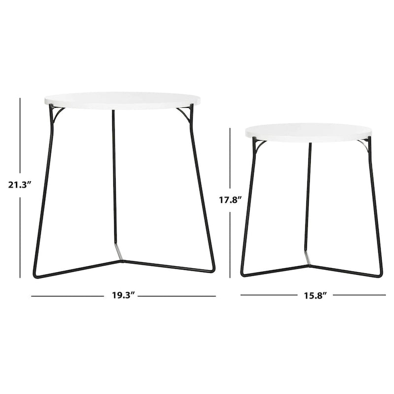 Tables d'appoint gigognes Mid-Century, brun clair / blanc laqué, lot de 2