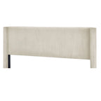 Lit plateforme queen en velours côtelé bleu / gris / beige, pour 2 personnes