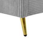 Lit plateforme queen en velours côtelé bleu / gris / beige, pour 2 personnes