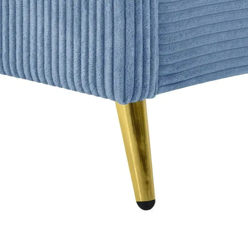 Lit plateforme queen en velours côtelé bleu / gris / beige, pour 2 personnes